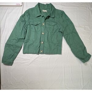Womens LOFT long sleeve cropped blazer/jacket. ‎ Green/Teal.  Size Small